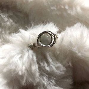 Handmade ring with light green bead